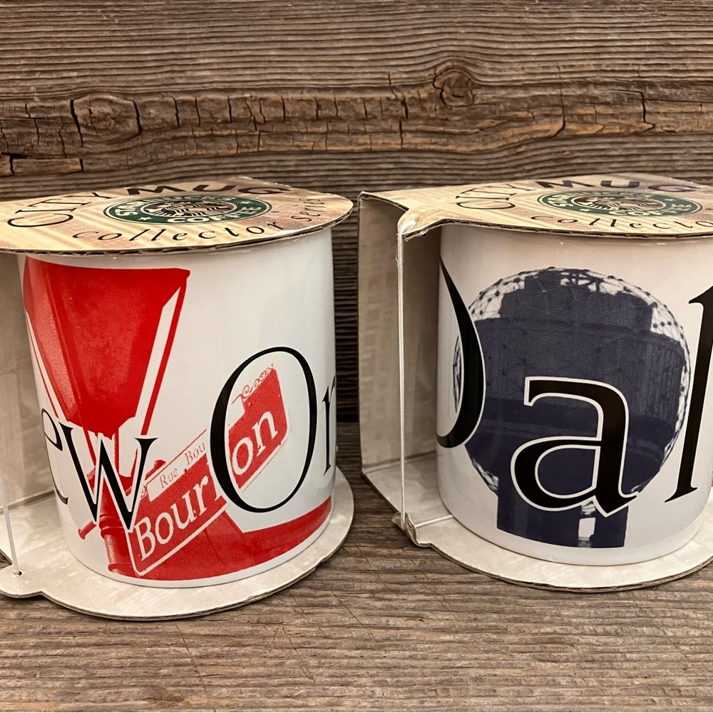 Starbucks Vintage DALLAS REUNION TOWER & NEW ORLEANS Cups Mugs RARE